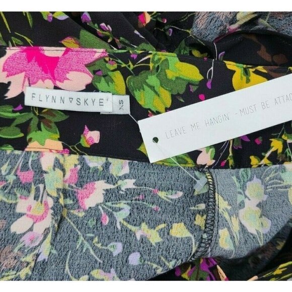 New Flynn Skye Maxi Skirt Womens XS Black Pink Floral Print Two Slits - Picture 6 of 7